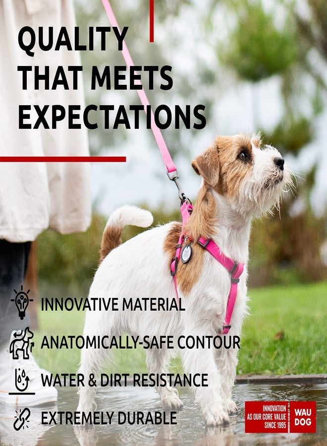 WauDog Waterproof Dog Harness Adjustable for Large, Small and Medium Breeds- Heavy Duty Dog Harness with Durable Metal Clasp and QR Tag - Pink - Image 4